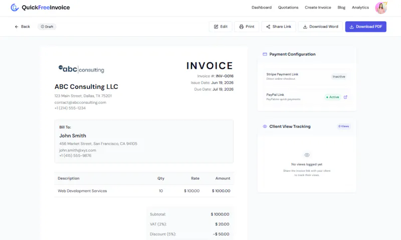 Quick Free Invoice screenshot 4