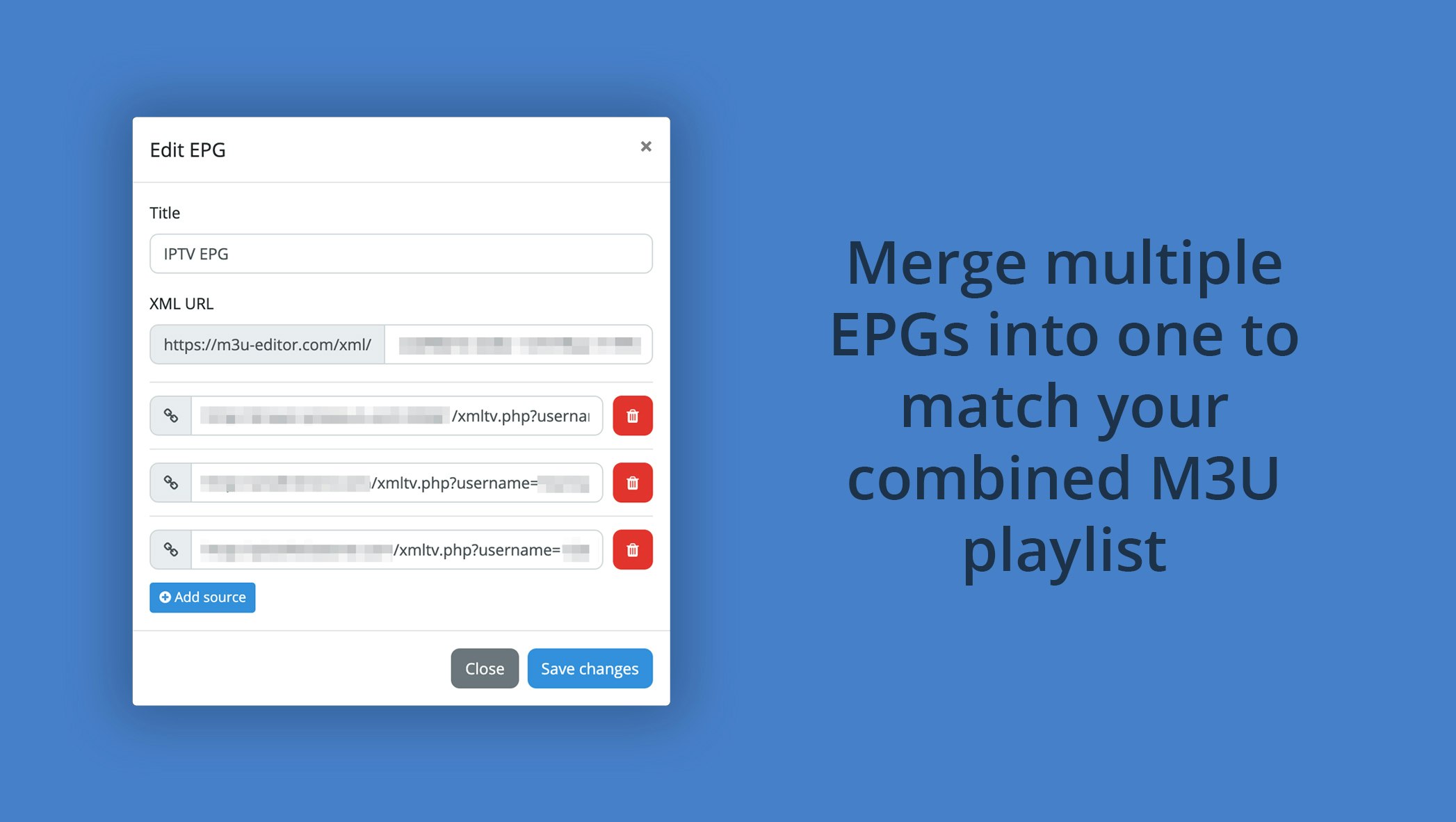Online IPTV M3U playlist editor gallery image