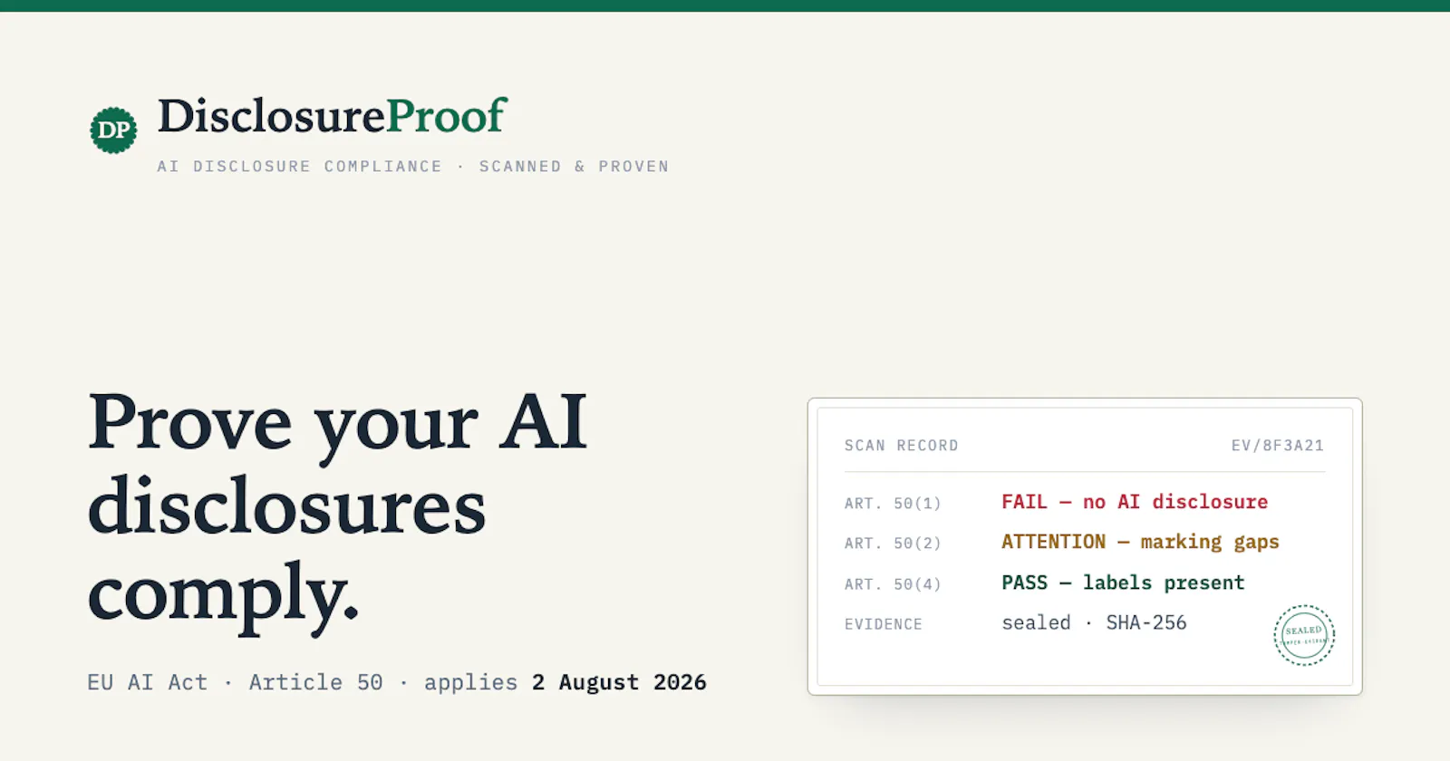 DisclosureProof screenshot 1