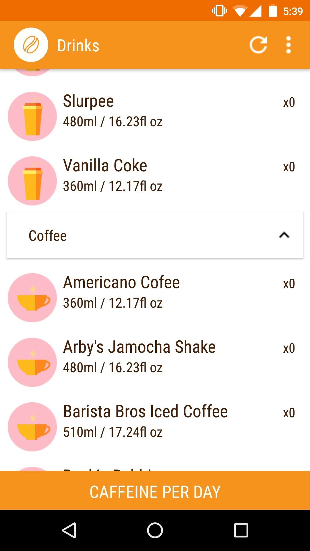Caffeine per Day - App gallery image