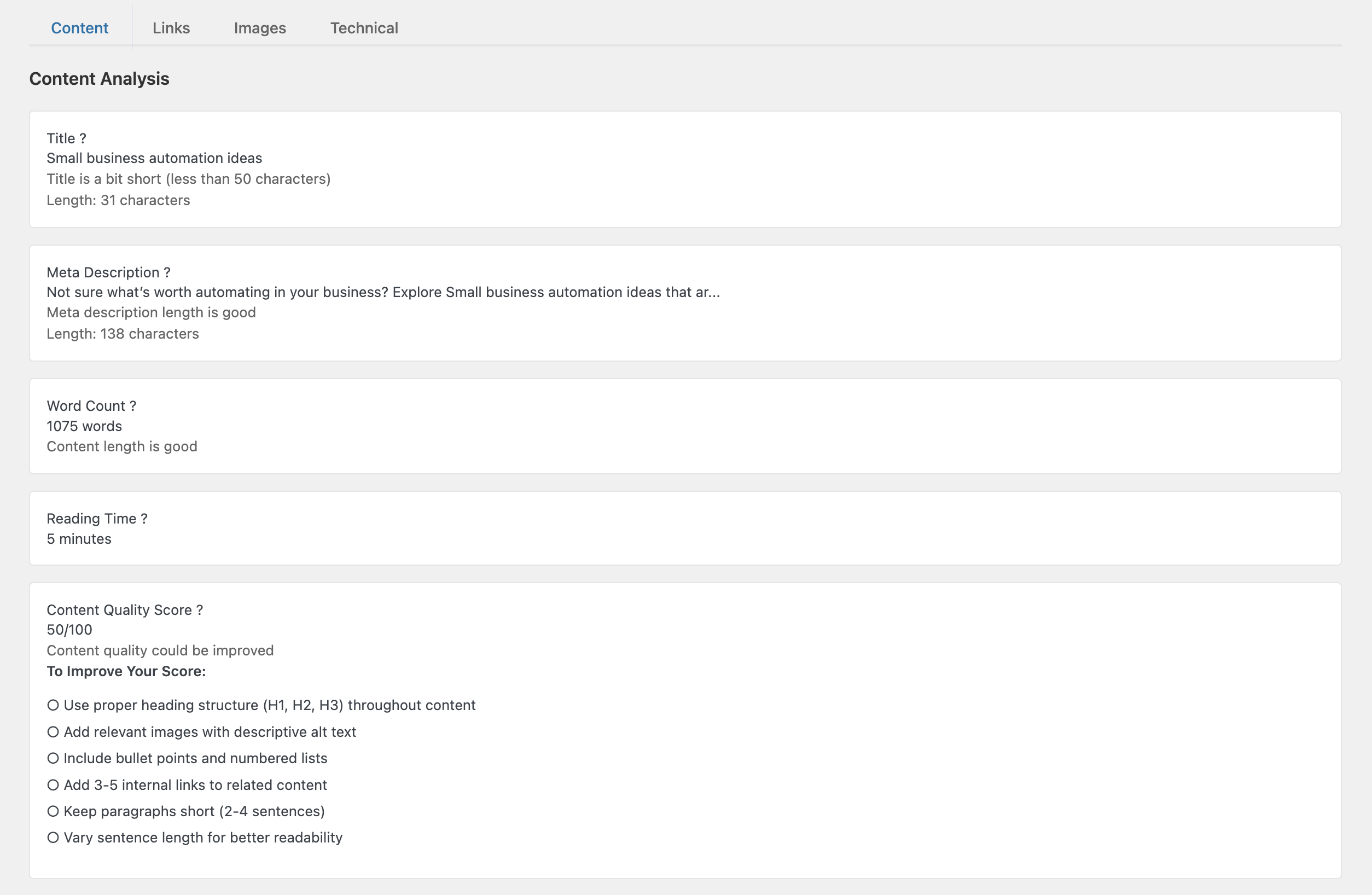 Vidolimo SEO Auditor - WordPress Plugin gallery image