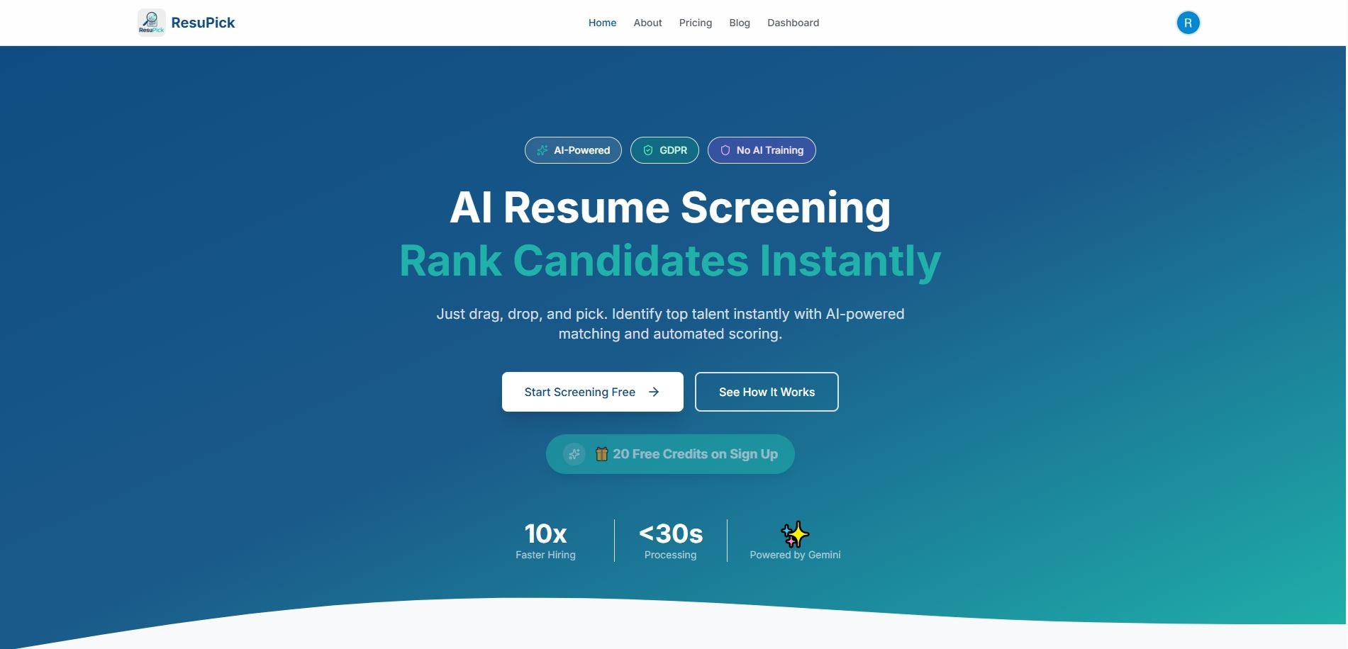 ResuPick - Main product screenshot demonstrating key features and user interface