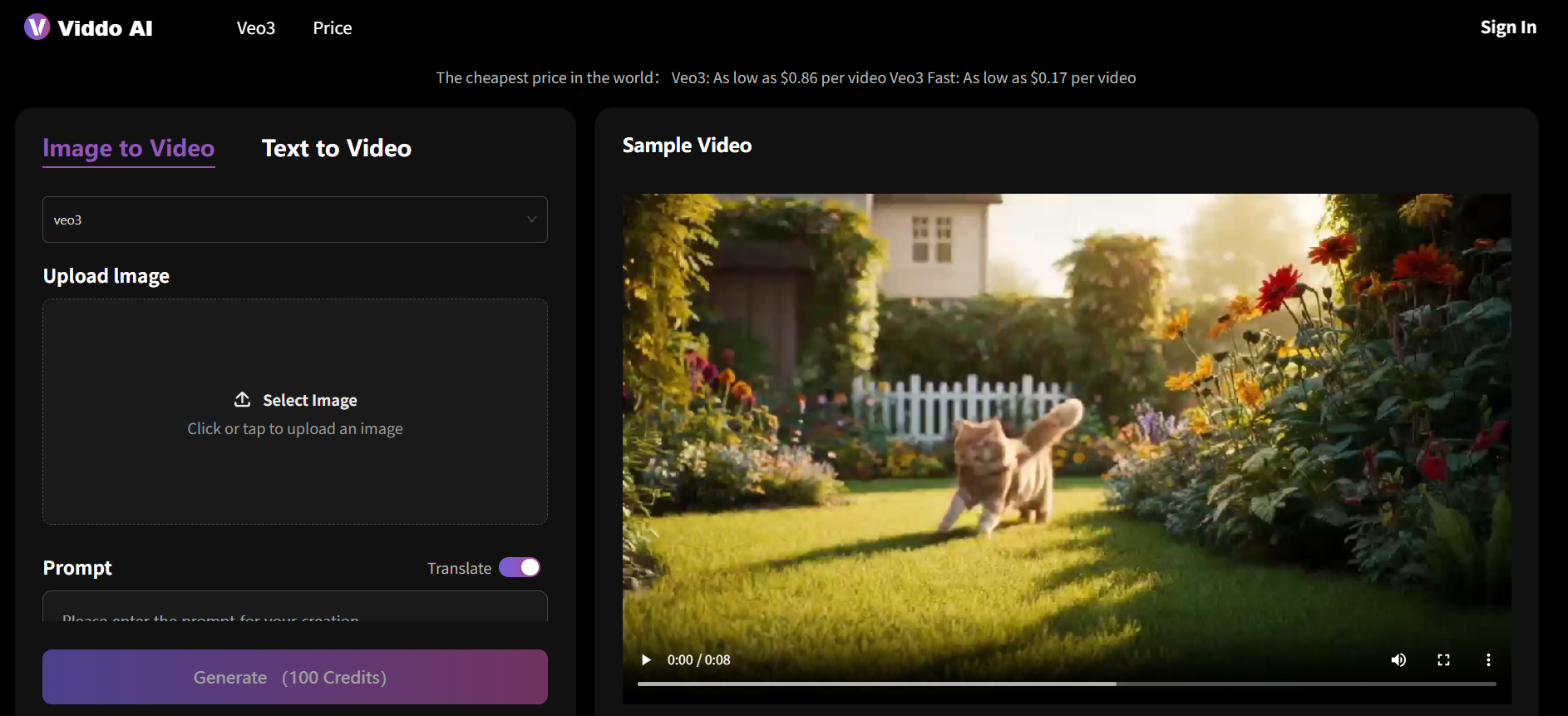 Vidyado Video Generator - AI Video Generator van Veo3, Runway, Kling, Hailuo, enzovoort media 1