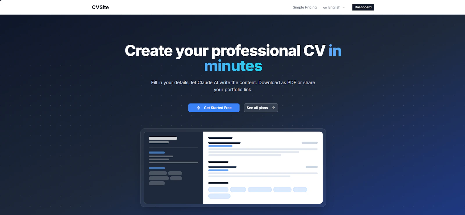 CVSite screenshot 1