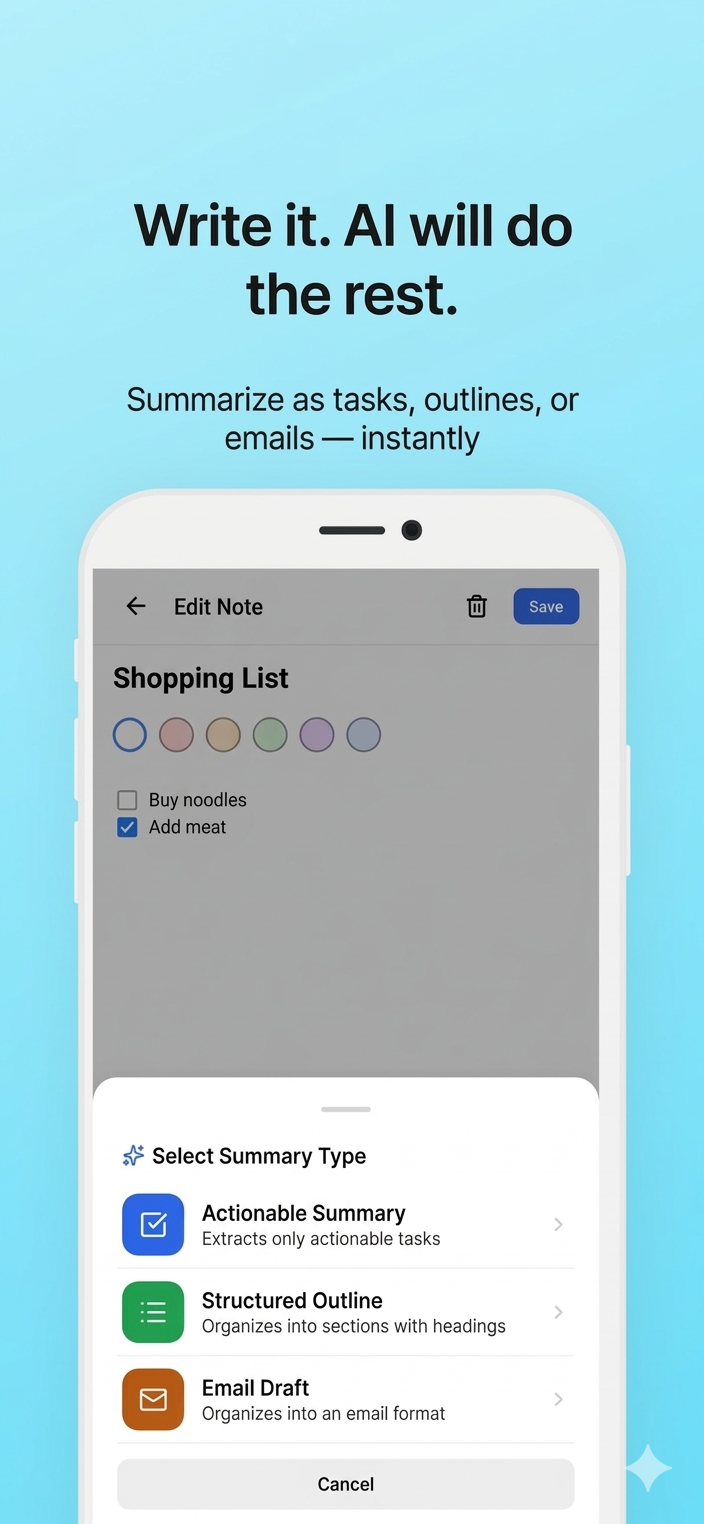 Notely - AI Smart Note Summarizer gallery image