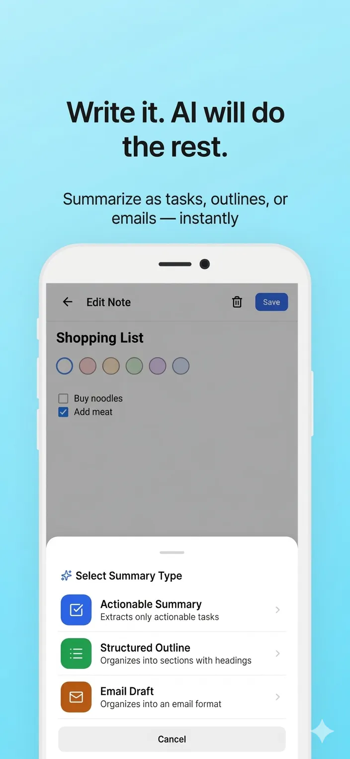 Banner del producto Notely - AI Smart Note Summarizer