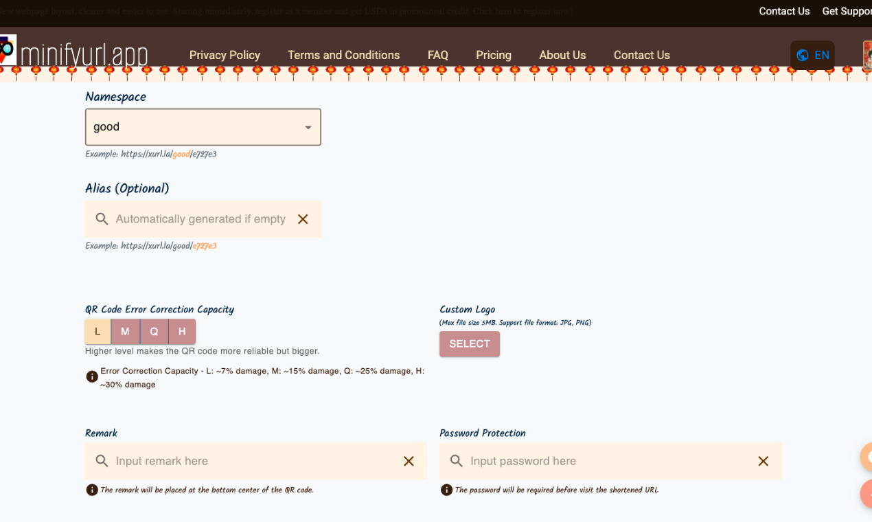 MinifyURL - Screenshot 2 showing product features and functionality