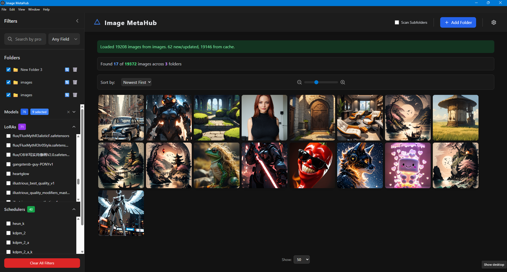 Média Image métahub - Recherchez et organisez vos images AI par modèle, lora ou invite 2