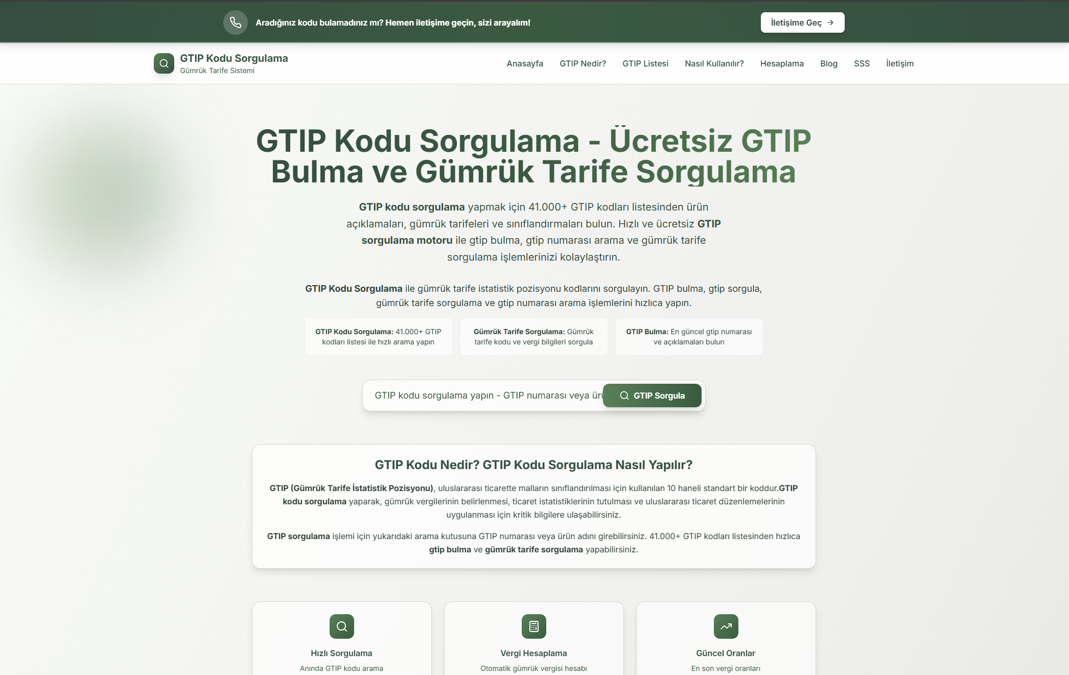 GTIP Kodu Sorgulama - Main product screenshot demonstrating key features and user interface
