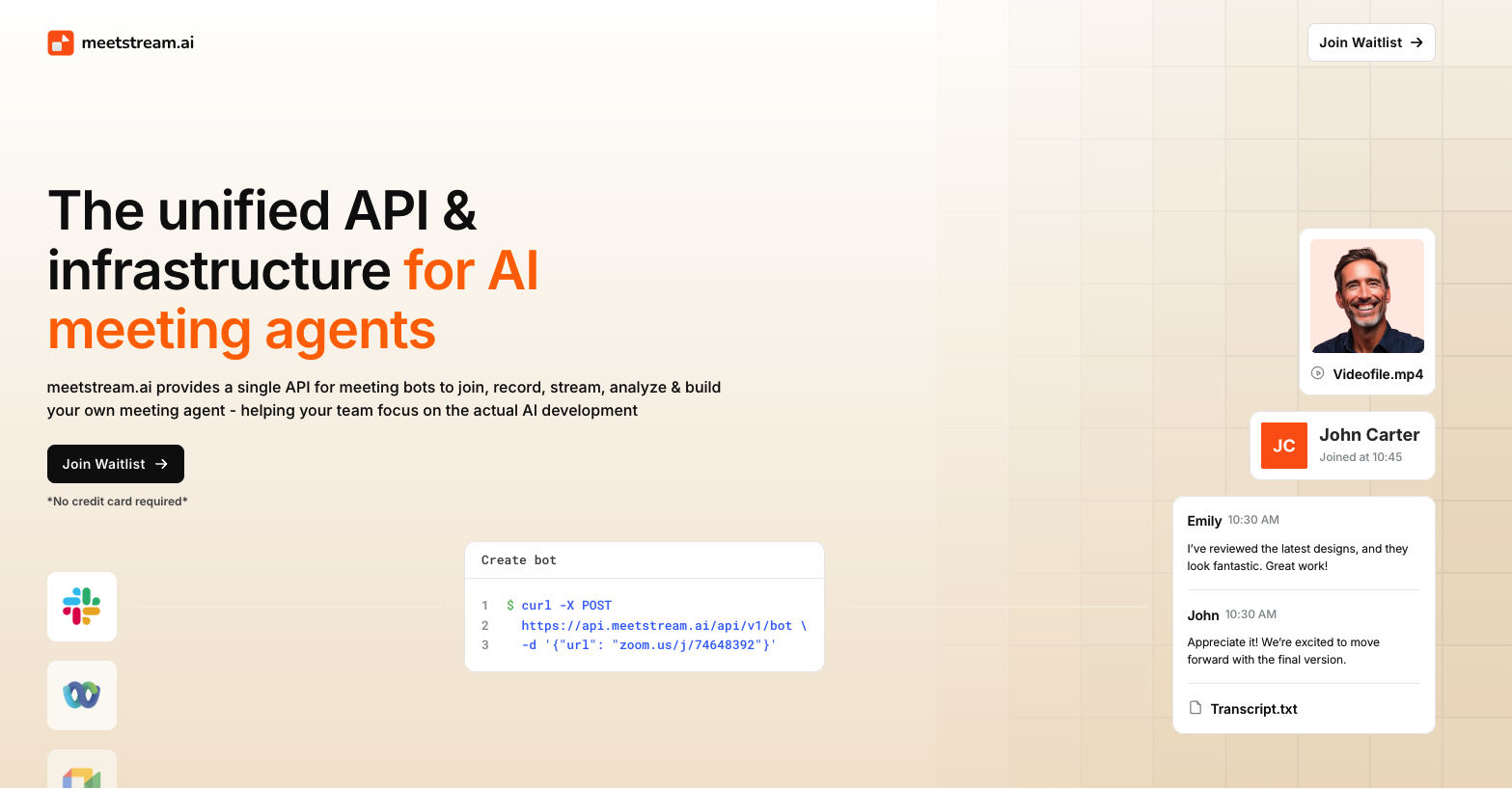Meetstream.ai - Un'API unificata per i robot di incontro. media 2