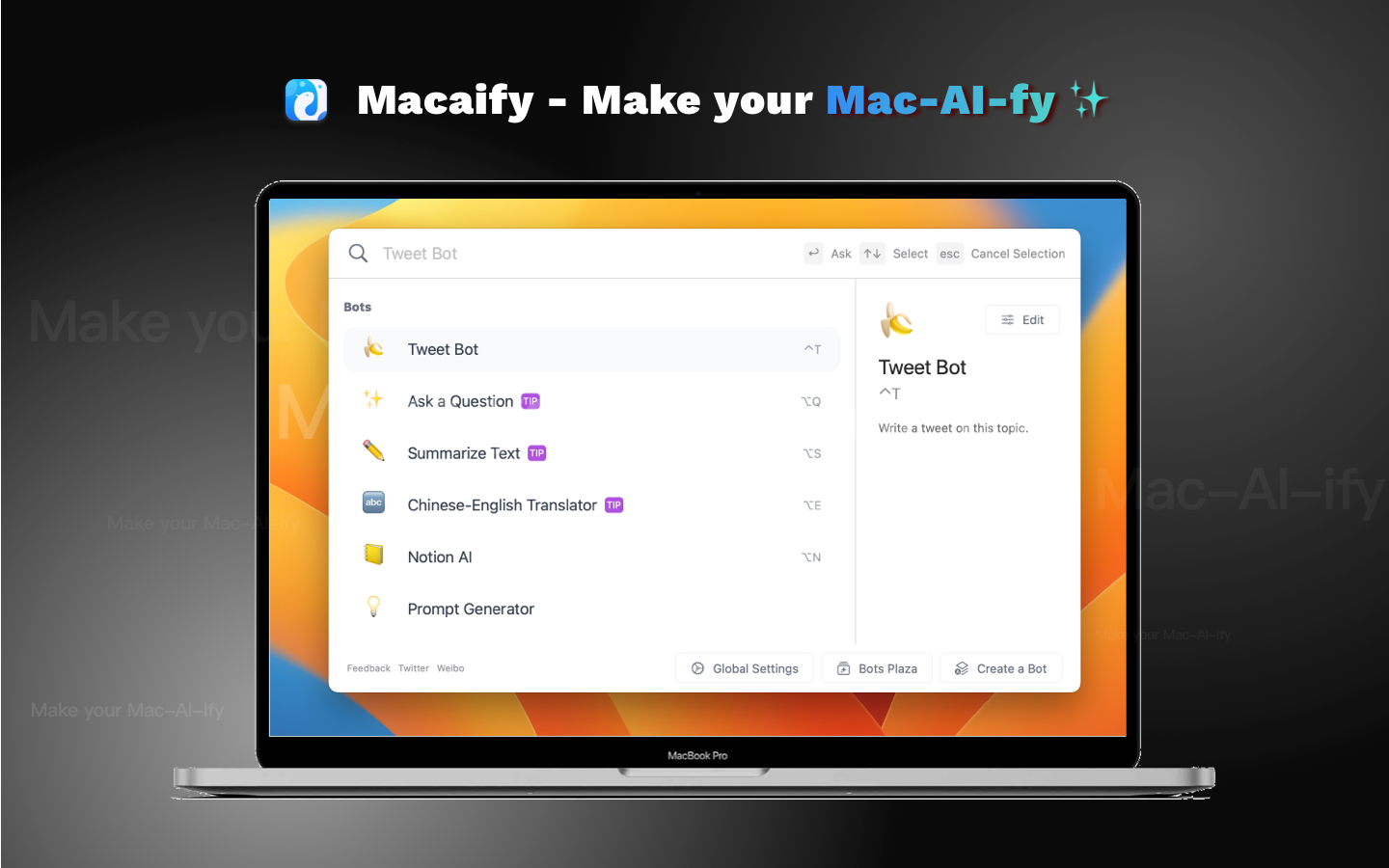 macaify-make-your-mac-ai-fy - Access ChatGPT quickly using keyboard shortcuts in any app