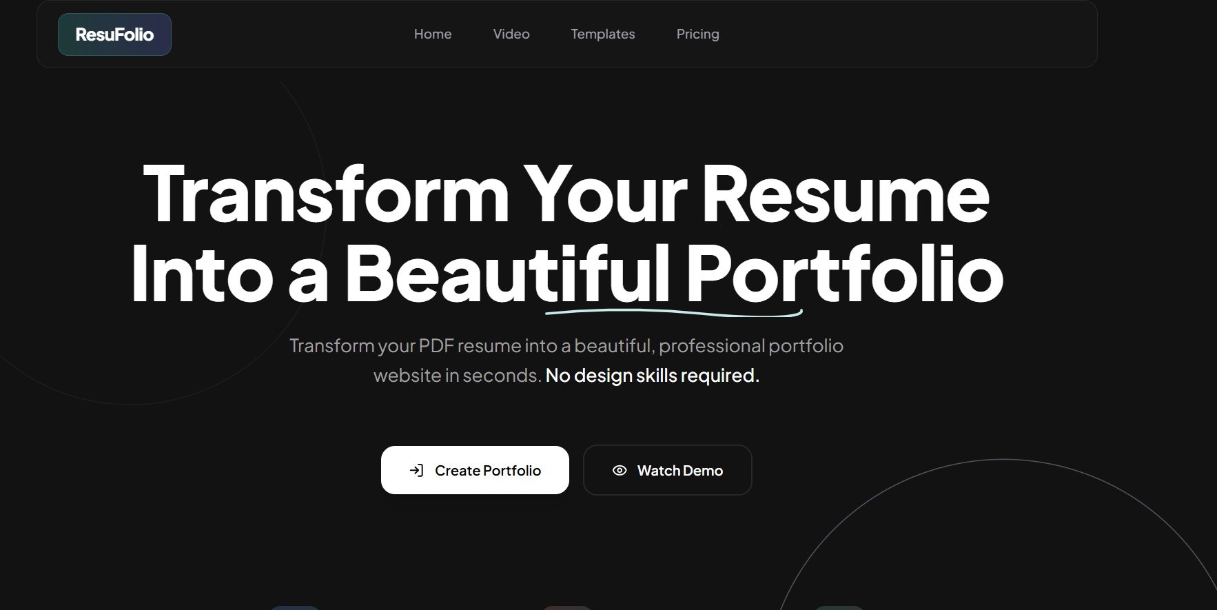 ResuFolio - Main product screenshot demonstrating key features and user interface