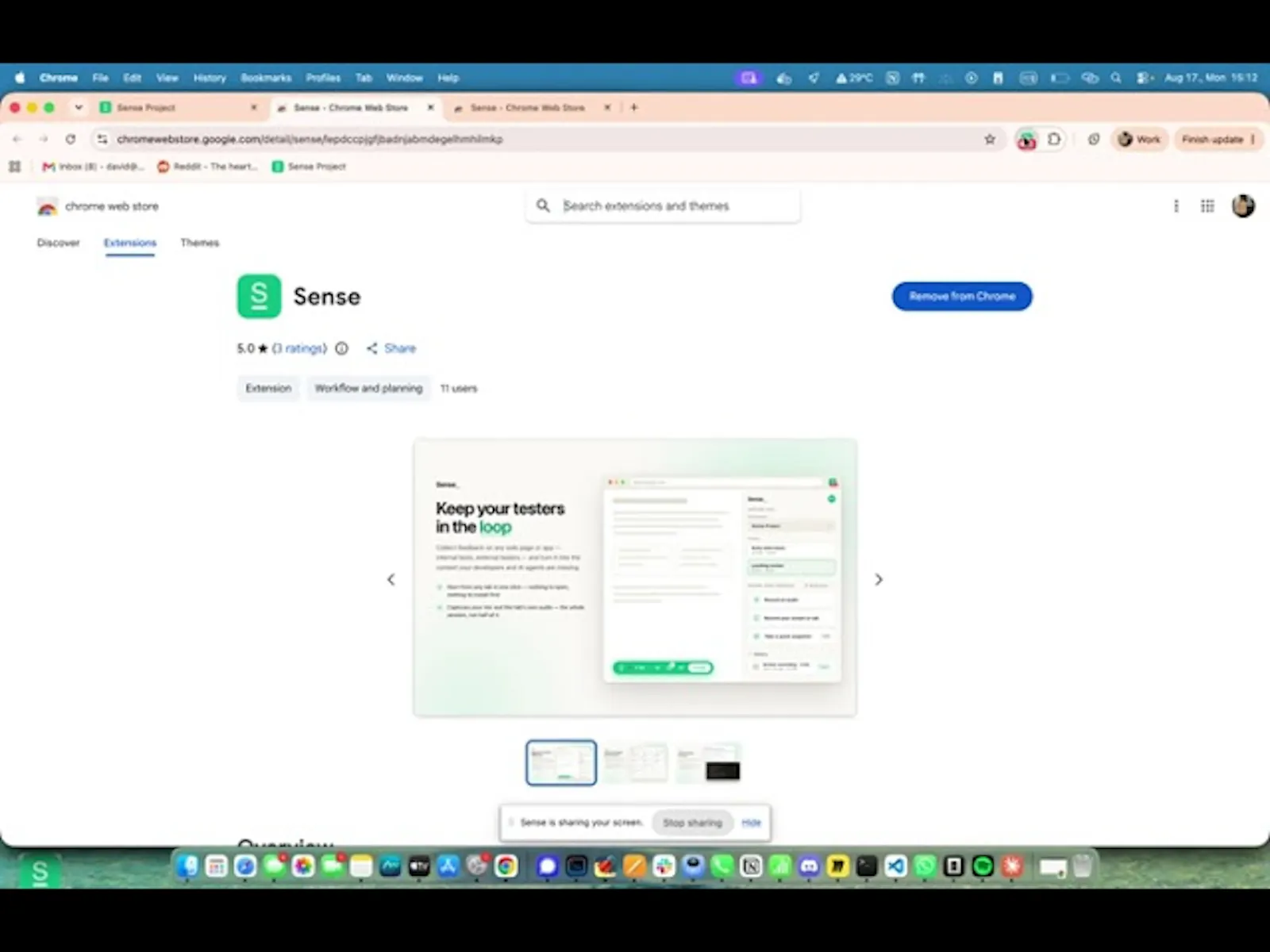 Sense_ Chrome Extension screenshot 1 (video preview)