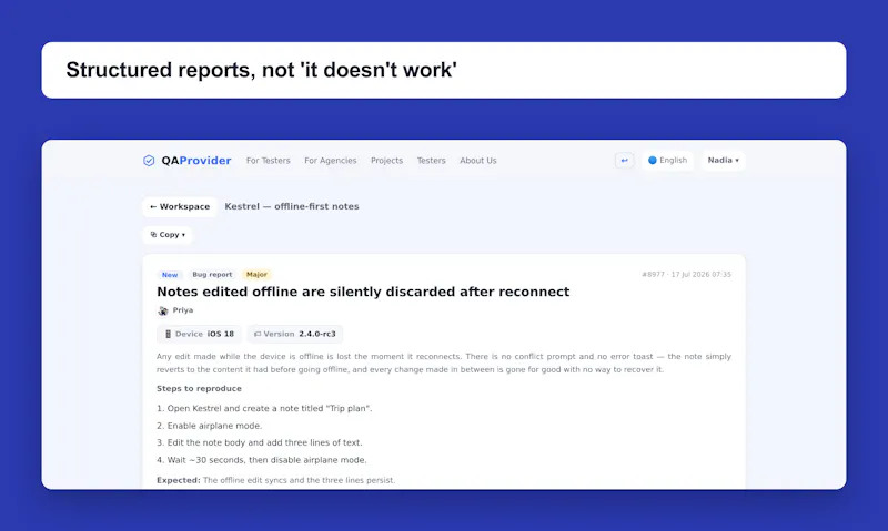 QAProvider screenshot 2
