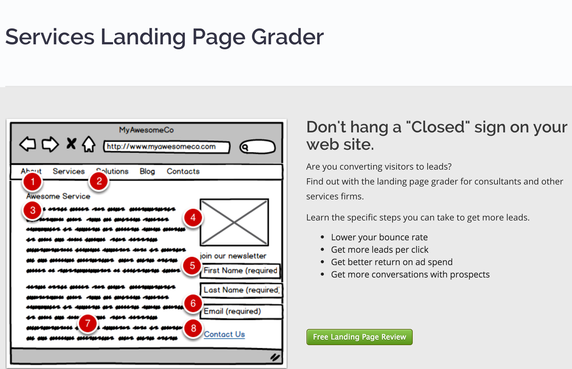 Landing Page Grader for Services Companies