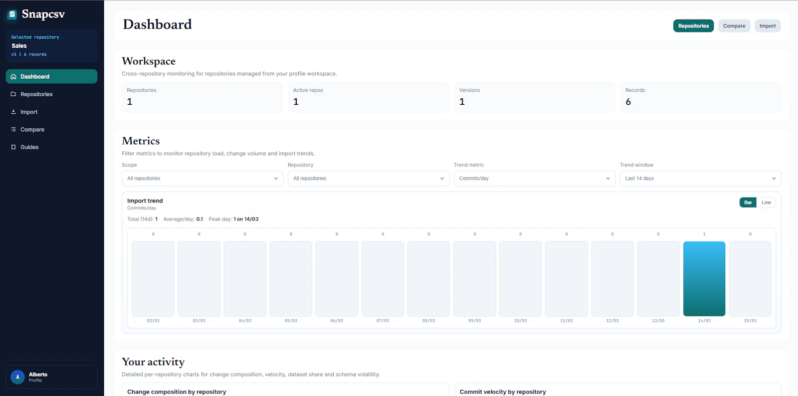 Snapcsv.dev screenshot 2