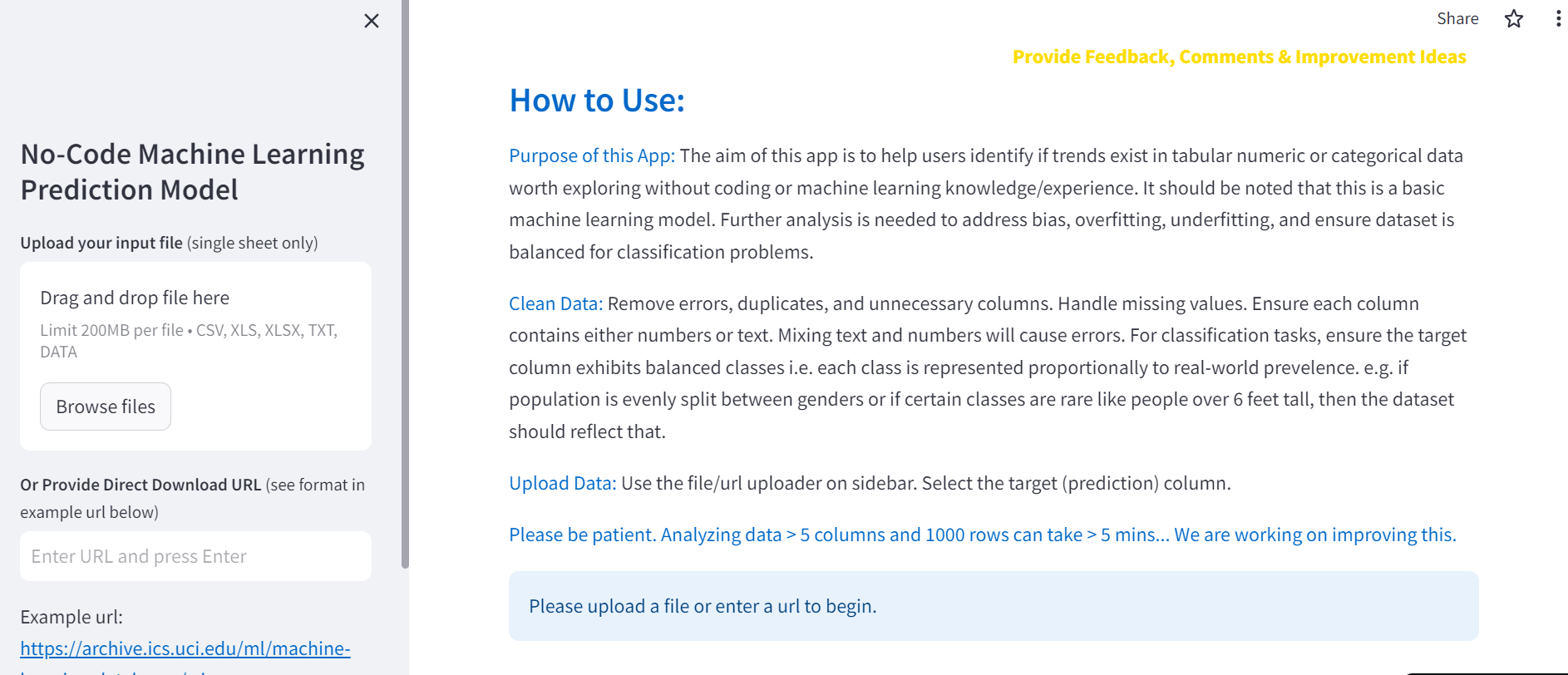 No-Code Machine Learning App