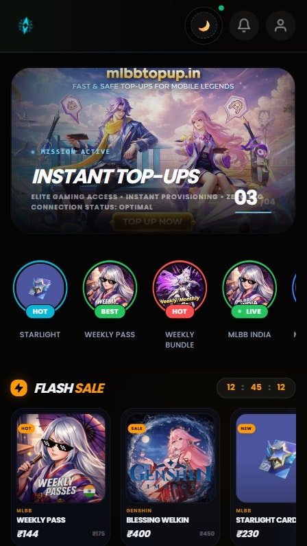 mlbbtopup.in - Main product screenshot demonstrating key features and user interface