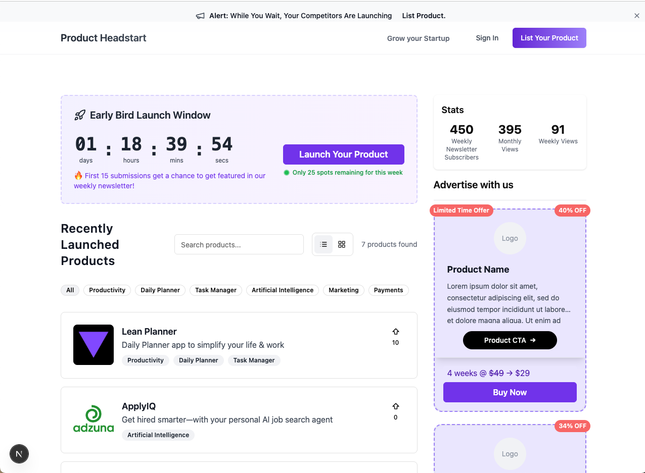 Product Headstart - Product Launchpad + Curated Marketing resources for startups media 1