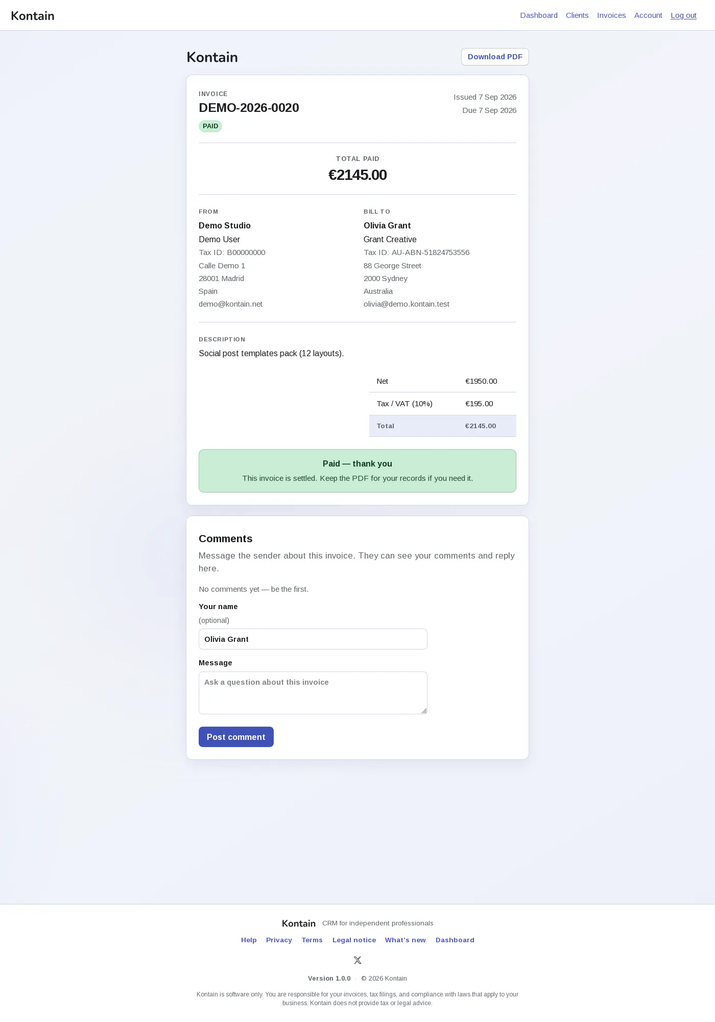 Kontain screenshot