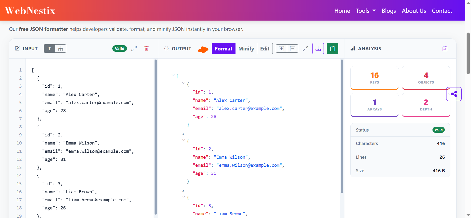 WebNestix JSON Formatter gallery image