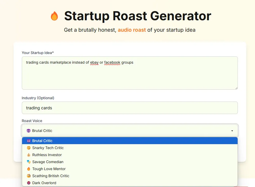  Startup Roast Generator (with Audio) gallery image