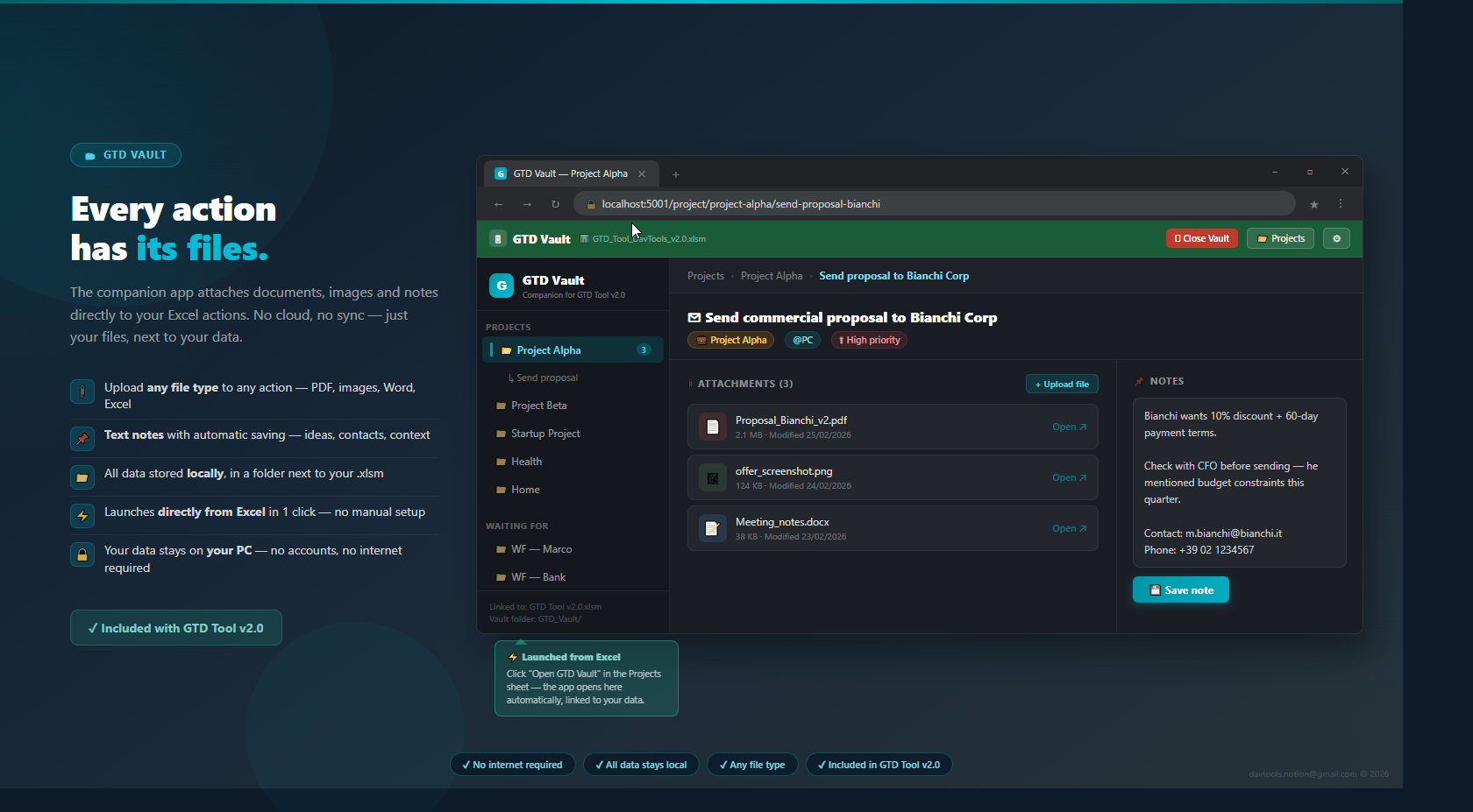 GTD Tool for Excel — Full System - Vault - Screenshot 2 showing product features and functionality
