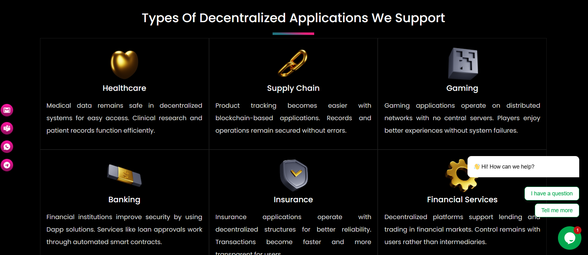 DApp Development Company - Screenshot 2 showing product features and functionality