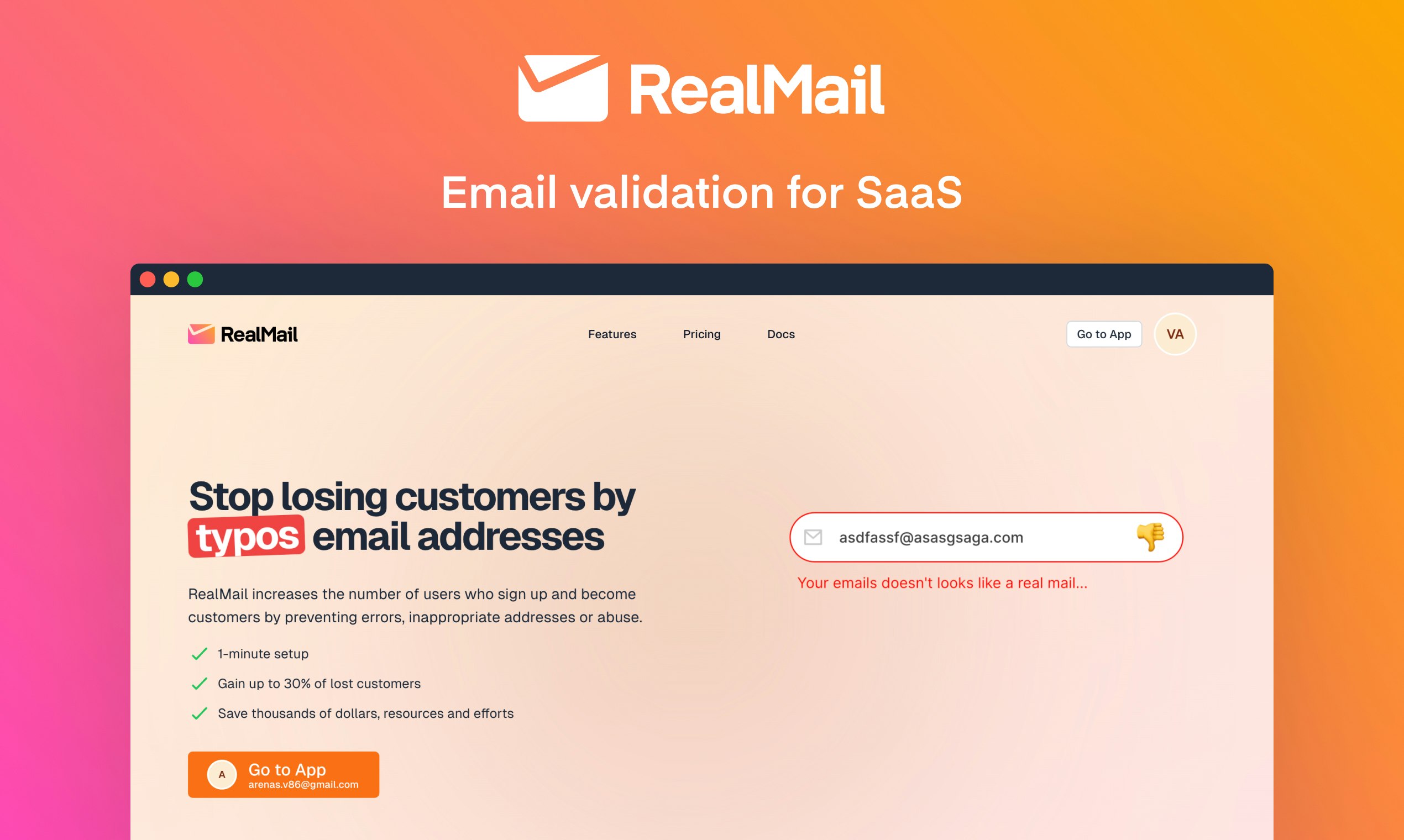 startuptile RealMail-The email validation for SaaS