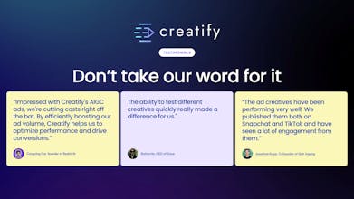 由Creatify AI提供AI支持的视频创作，为您的营销策略减轻负担。