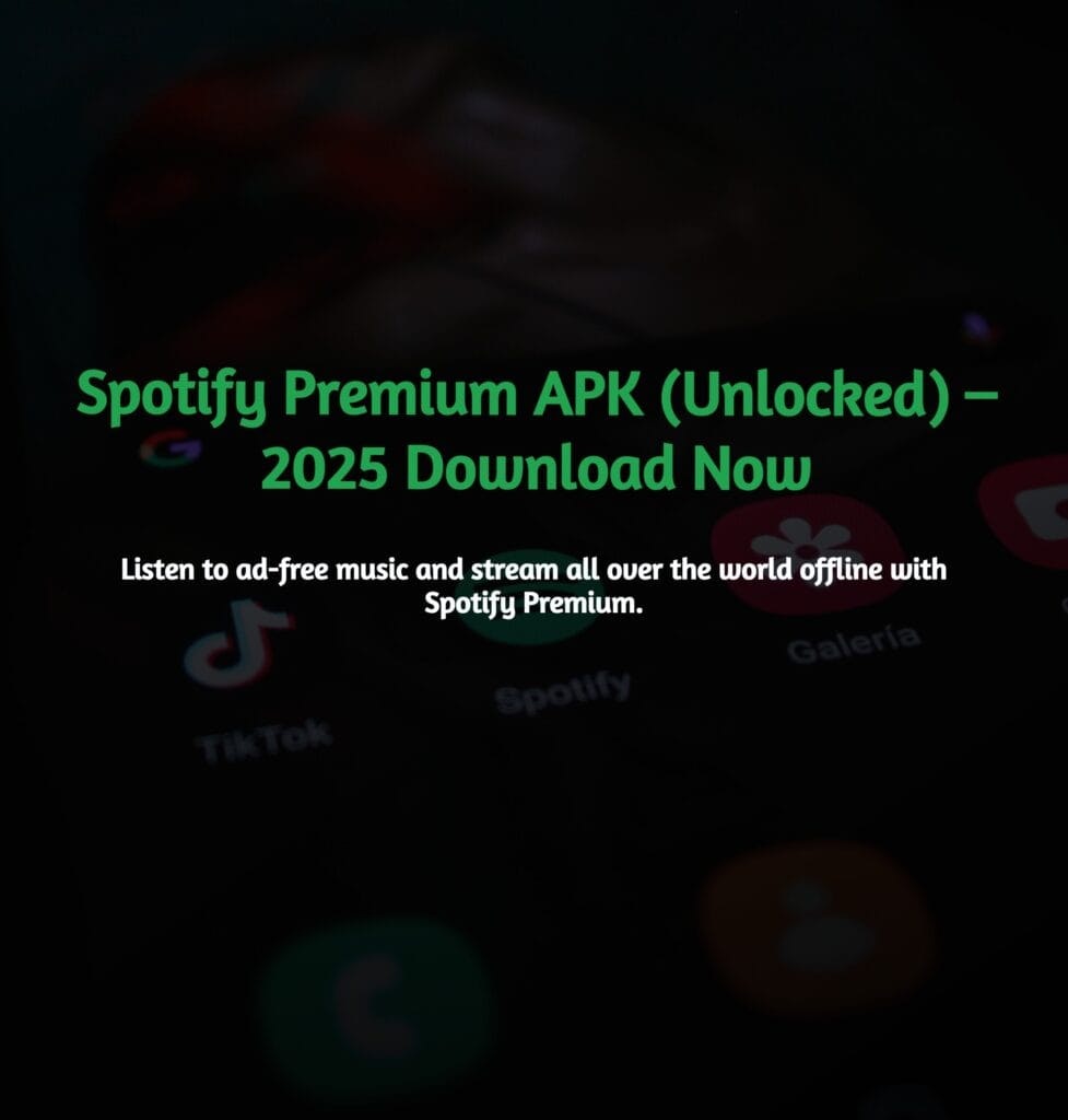 Spotify Premium APK Free Download - Main screenshot showing features and interface