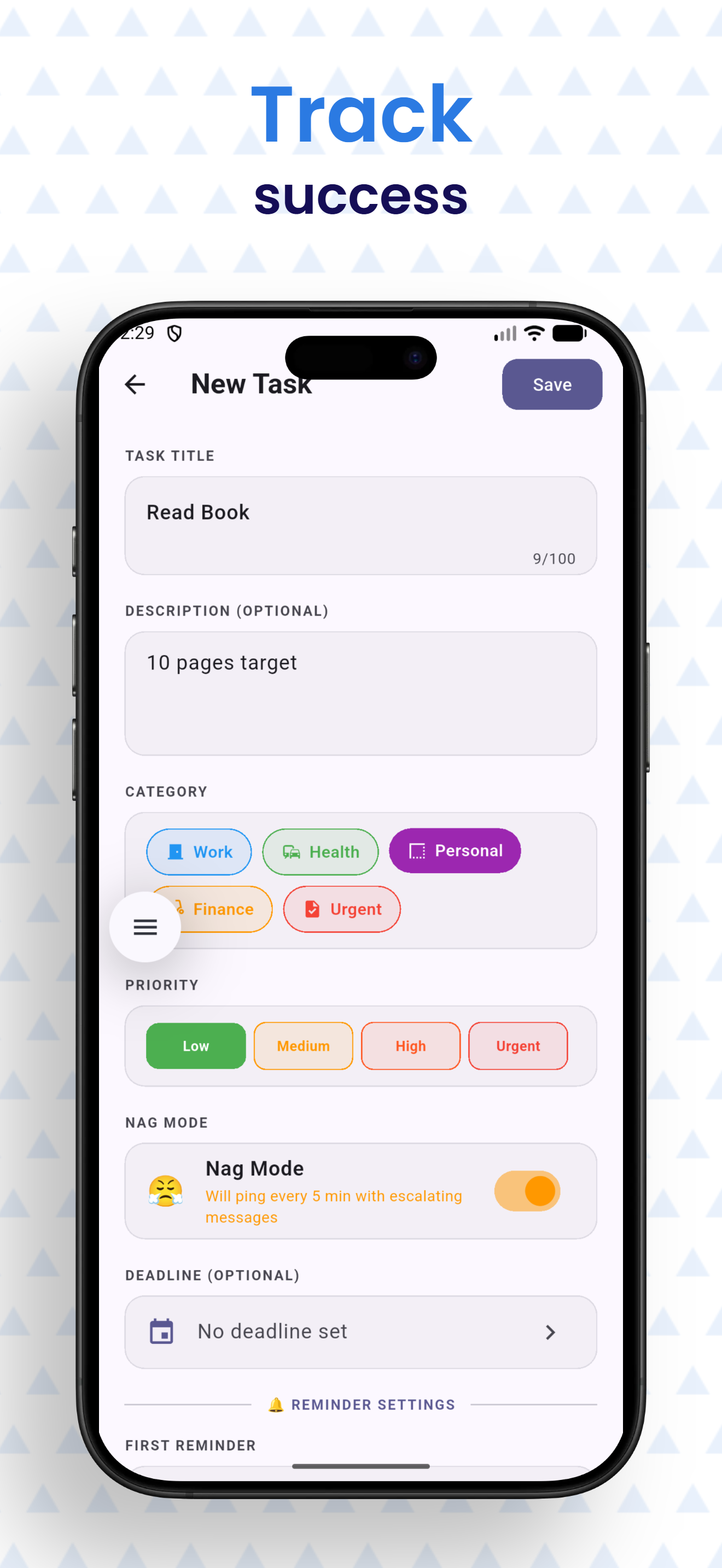 NudgeMe - Persistent Reminder App - Screenshot 2 showing product features and functionality