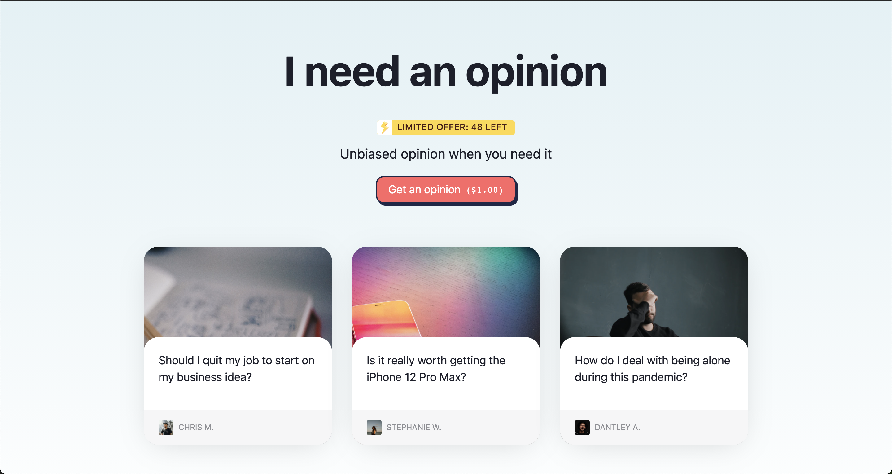 I need an opinion gallery image