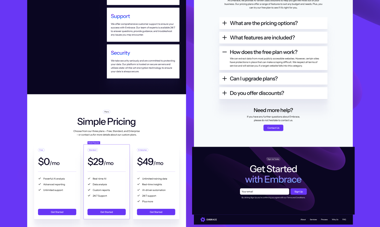 Embrace - เทมเพลตหน้า Landing Page Ai Saas media 4