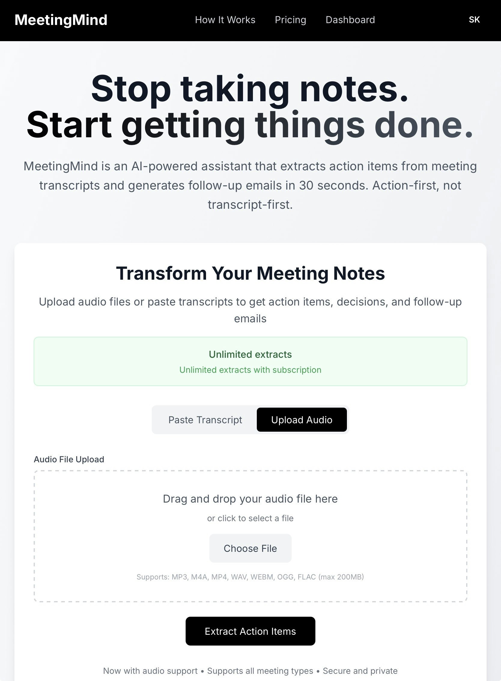 MeetingMind - Screenshot 2 showing product features and functionality