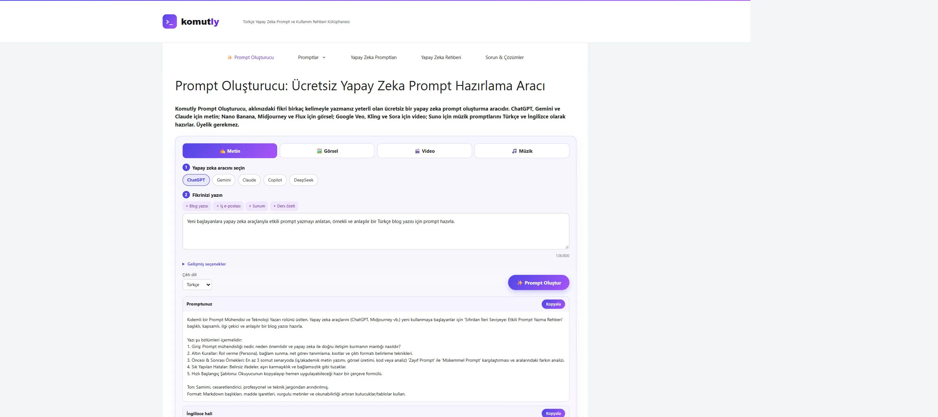 Komutly Prompt Generator gallery image