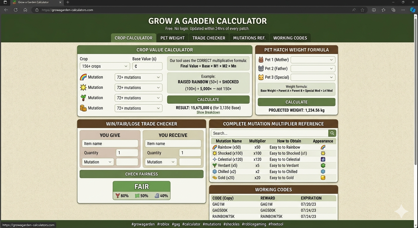 Grow a Garden Calculator