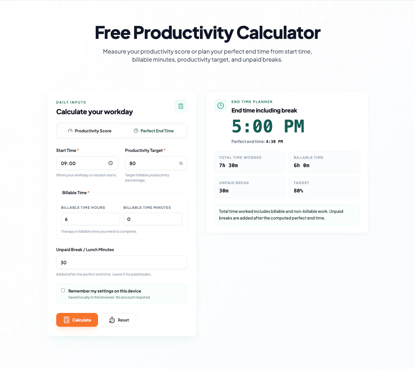 Productivity Calculator screenshot 2