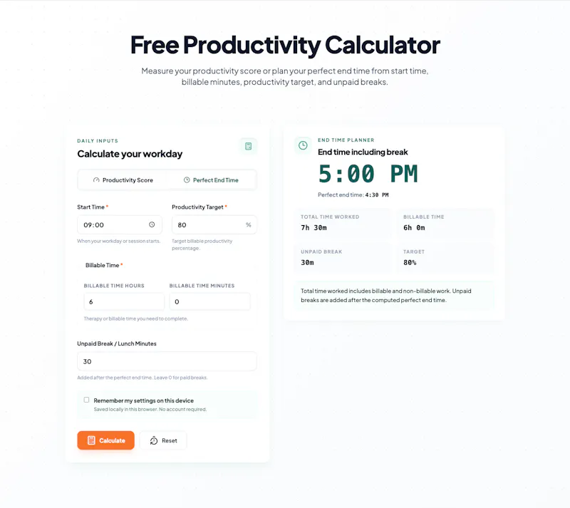 Productivity Calculator screenshot 2