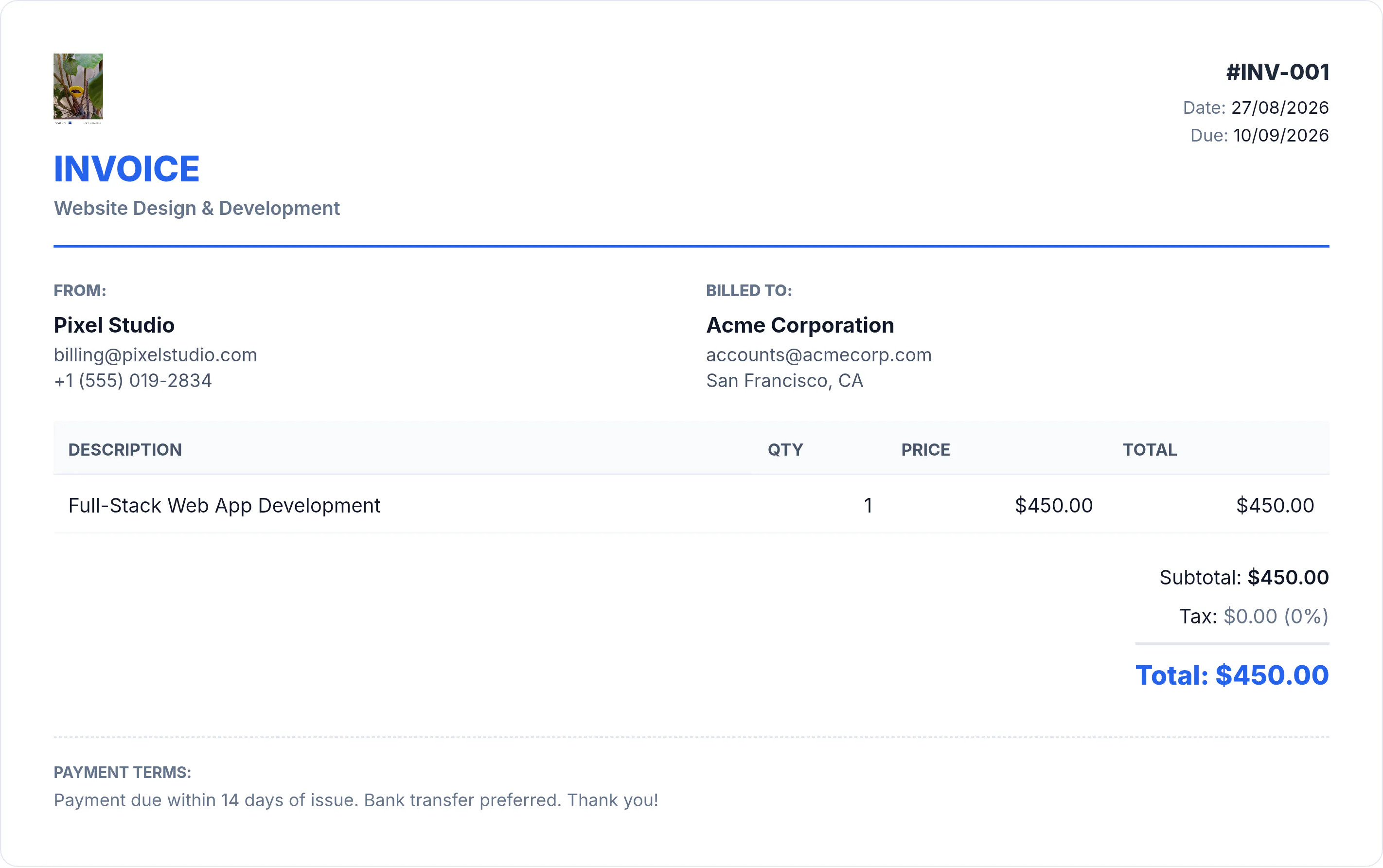 Invoice Canvas gallery image