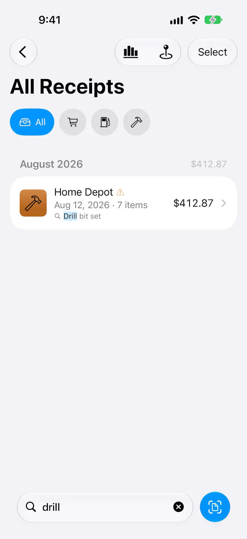 Receipts screenshot 7
