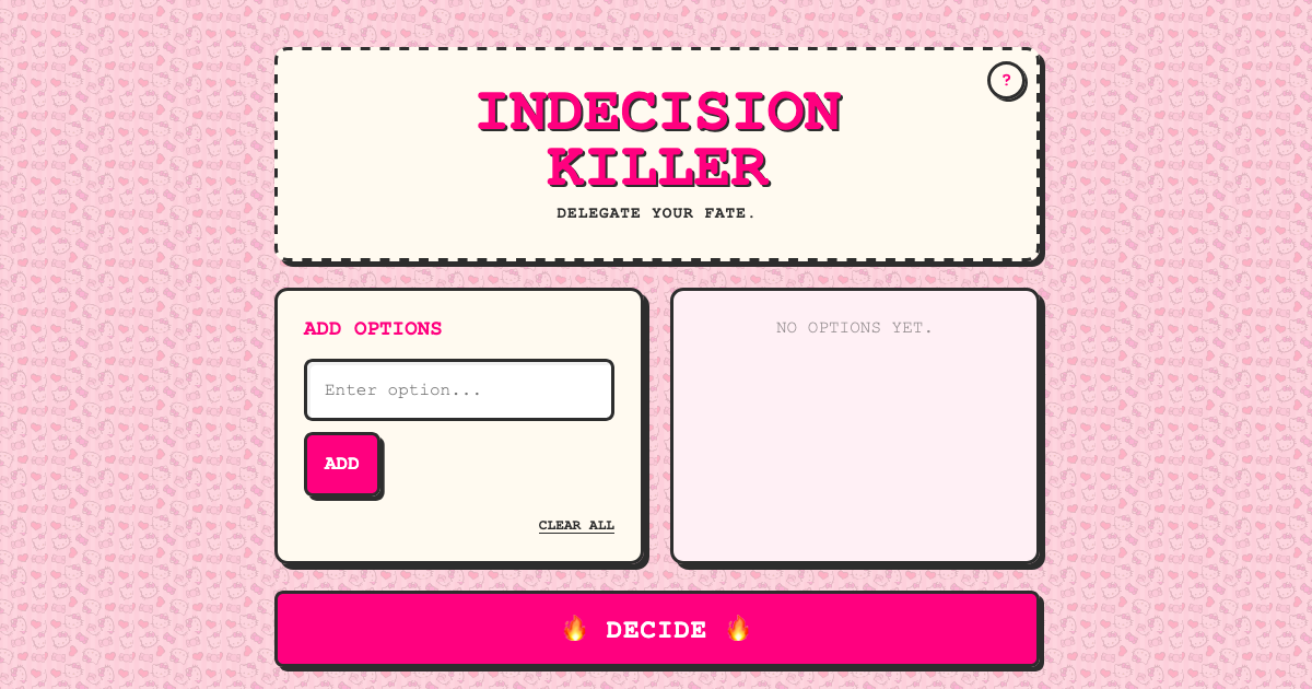 The Indecision Killer - Screenshot 2 showing product features and functionality