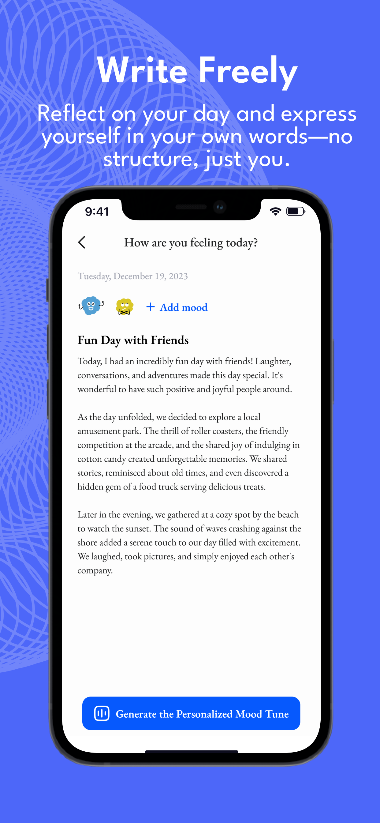 Mídia 3 de MoodMemo - Rastrear humor, diário diariamente e combinar emoções com música