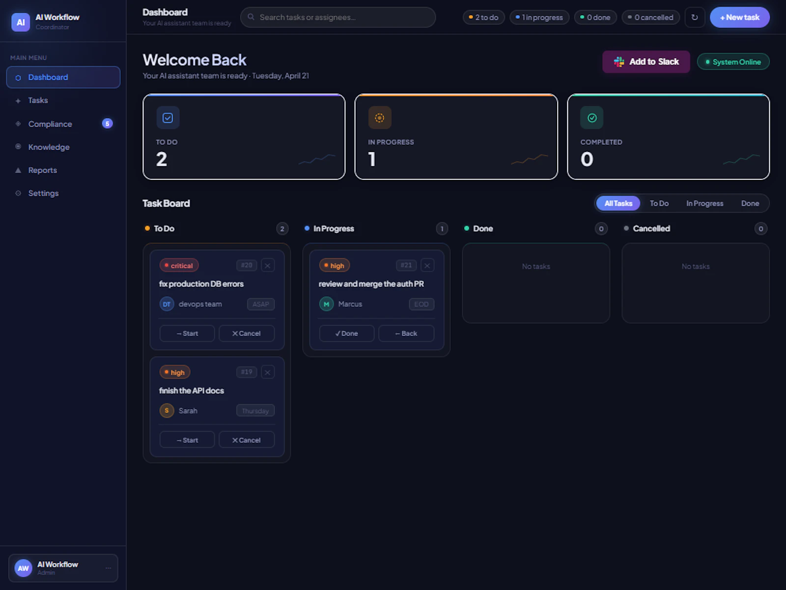 AI Workflow Coordinator screenshot 3
