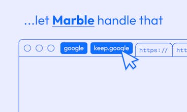 Capture d&rsquo;écran de Marble en action : Mise en valeur de pages web et de dossiers organisés pour une navigation efficace.