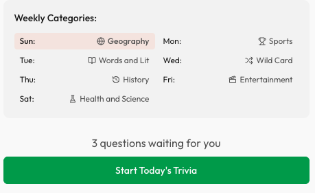 Rise Up Trivia - Screenshot 2 showing product features and functionality