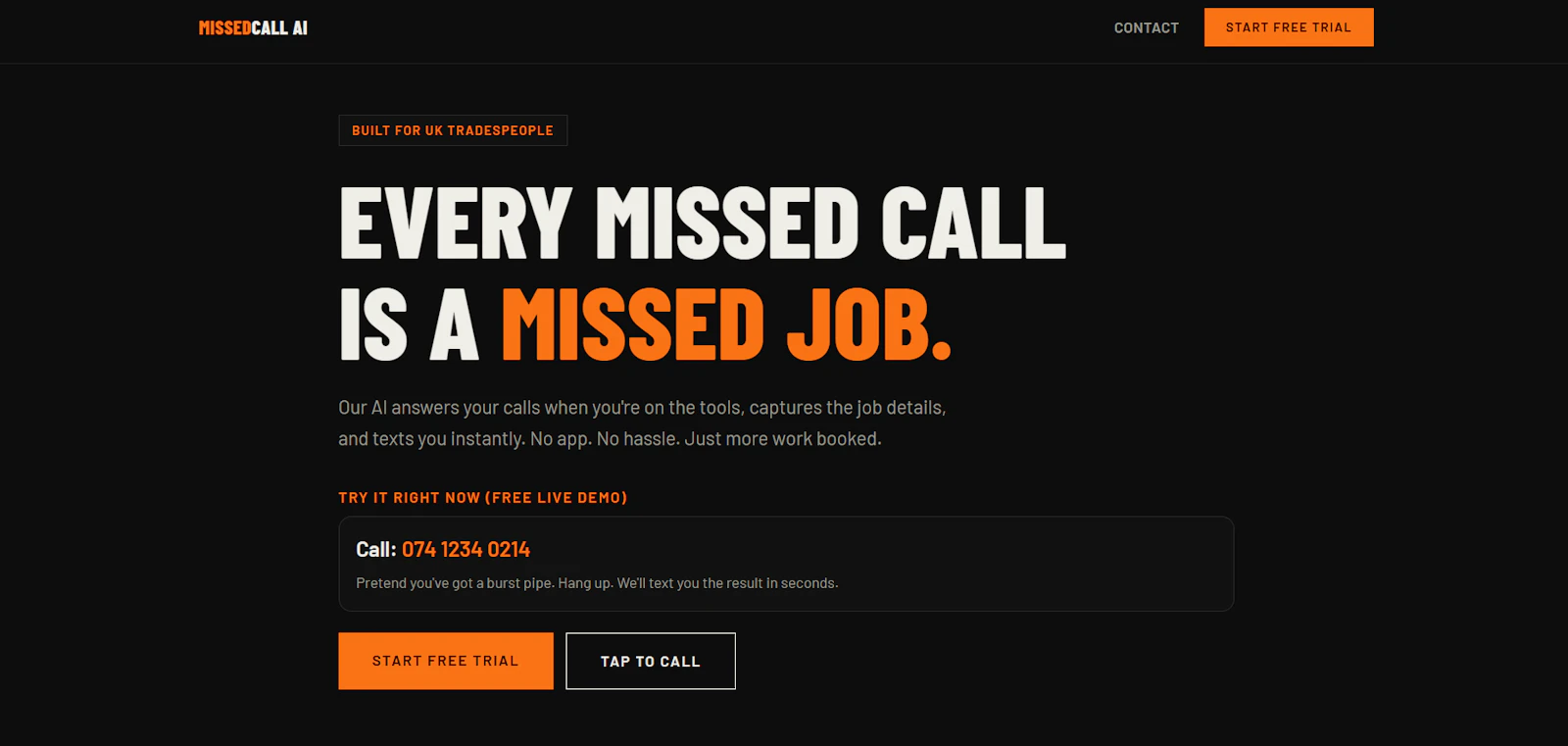 MissedCallAI screenshot 2