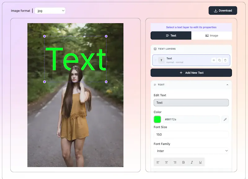 TextBehindImg.com screenshot 1