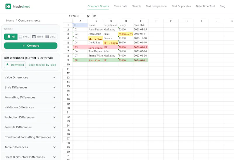 Maplesheet screenshot 1