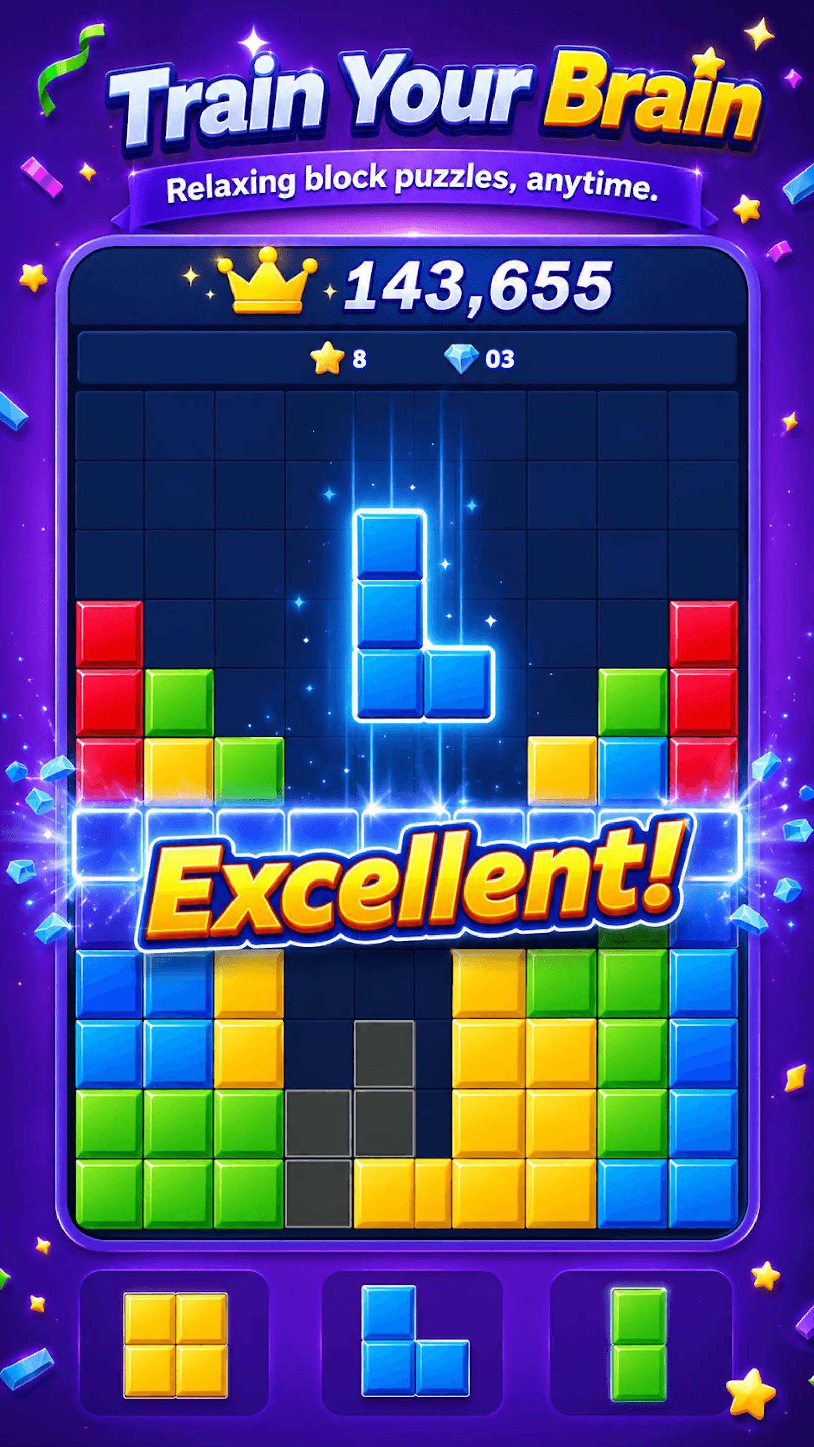 Block Puzzle Offline Jewel screenshot 2